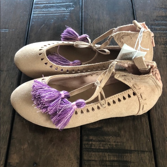 Old Navy Suede Ballet Flats with Purple Tassel - Picture 2 of 6